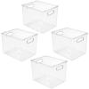 image:imagemDesign Plastic Storage Closet Organizer Bin Container Bin for Entryway Hallway Bedroom Linen and Coat Closet  Organization for Clothing Blankets Toys and Accessories Ligne Collection Clear10 x 8 x 8 Pack of 4