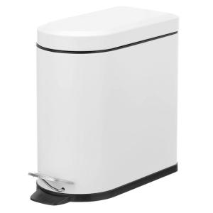 image:imagemDesign Small 13 Gallon Stainless Steel Metal Step Trash Can Garbage Bin for Bathroom Bedroom or Home Office  DShape Trashcan with Foot Pedal and Lid  Removable Liner Bucket with Handles BlackWhite