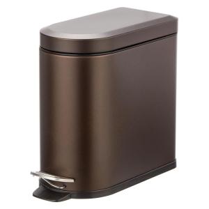 image:imagemDesign Small 13 Gallon Stainless Steel Metal Step Trash Can Garbage Bin for Bathroom Bedroom or Home Office  DShape Trashcan with Foot Pedal and Lid  Removable Liner Bucket with Handles BlackBronze