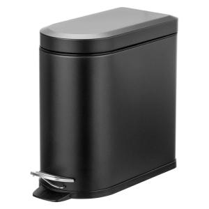 image:imagemDesign Small 13 Gallon Stainless Steel Metal Step Trash Can Garbage Bin for Bathroom Bedroom or Home Office  DShape Trashcan with Foot Pedal and Lid  Removable Liner Bucket with Handles BlackBlack