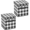 image:imagemDesign Square Fabric Christmas Storage Box with Handles  Holiday Decor Storage Bin with Lid and Label Space  Foldable Gift Wrap and Bow Container  Lidded Tote  2 Pack Buffalo Plaid BlackWhiteBlackWhite