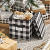 image:imagemDesign Square Fabric Christmas Storage Box with Handles  Holiday Decor Storage Bin with Lid and Label Space  Foldable Gift Wrap and Bow Container  Lidded Tote  2 Pack Buffalo Plaid BlackWhiteBlackWhite