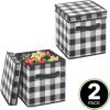 image:imagemDesign Square Fabric Christmas Storage Box with Handles  Holiday Decor Storage Bin with Lid and Label Space  Foldable Gift Wrap and Bow Container  Lidded Tote  2 Pack Buffalo Plaid BlackWhiteBlackWhite