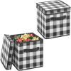 image:imagemDesign Square Fabric Christmas Storage Box with Handles  Holiday Decor Storage Bin with Lid and Label Space  Foldable Gift Wrap and Bow Container  Lidded Tote  2 Pack Buffalo Plaid BlackWhiteBlackWhite