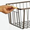 image:imagemDesign Farmhouse Decor Metal Wire Pantry Home Organizer Storage Bin Basket  for Cabinets Shelves Countertops Bathroom Bedroom Kitchen Closet  Set of 3  BronzeWood Handles