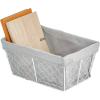 image:imagemDesign Medium Metal Farmhouse Home Storage Organizer Basket  Chicken Wire Design Fabric Liner for Kitchen Bathroom Living Room Pantry Cupboard Shelves Countertop 4 Pack  WhiteGray