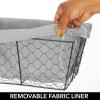 image:imagemDesign Medium Metal Farmhouse Home Storage Organizer Basket  Chicken Wire Design Fabric Liner for Kitchen Bathroom Living Room Pantry Cupboard Shelves Countertop 2 Pack  BlackGray
