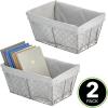 image:imagemDesign Medium Metal Farmhouse Home Storage Organizer Basket  Chicken Wire Design Fabric Liner for Kitchen Bathroom Living Room Pantry Cupboard Shelves Countertop  2 Pack  GraphiteGray