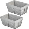 image:imagemDesign Medium Metal Farmhouse Home Storage Organizer Basket  Chicken Wire Design Fabric Liner for Kitchen Bathroom Living Room Pantry Cupboard Shelves Countertop 2 Pack  BlackGray