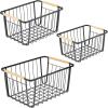 image:imagemDesign Metal Farmhouse Wire Organizer Storage Bin Basket with Handle  Rustic Container Organizers for Cabinet Shelves Counter Bathroom or Kitchen Pantry  Set of 3  Matte Black