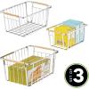 image:imagemDesign Metal Farmhouse Wire Organizer Storage Bin Basket with Handle  Rustic Container Organizers for Cabinet Shelves Counter Bathroom or Kitchen Pantry  Set of 3  Chrome
