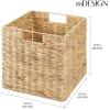 image:imagemDesign Natural Woven Hyacinth Cube Organizer Basket with Handles Storage for Bathroom Laundry Room Shelf or Nursery  Perfect for Cubby Storage Units  Hold Blankets and Books  4 Pack NaturalTanNatural