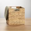 image:imagemDesign Natural Woven Hyacinth Cube Organizer Basket with Handles Storage for Bathroom Laundry Room Shelf or Nursery  Perfect for Cubby Storage Units  Hold Blankets and Books  4 Pack NaturalTanNatural