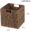 image:imagemDesign Natural Woven Hyacinth Cube Organizer Basket with Handles Storage for Bathroom Laundry Room Shelf or Nursery  Perfect for Cubby Storage Units  Hold Blankets and Books  3 Pack Brown Wash