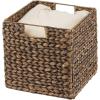 image:imagemDesign Natural Woven Hyacinth Cube Organizer Basket with Handles Storage for Bathroom Laundry Room Shelf or Nursery  Perfect for Cubby Storage Units  Hold Blankets and Books  3 Pack Brown Wash