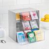 image:imagemDesign Plastic Tea Bag Caddy Box Storage Container Organizer Holder with 3 Drawers  for Kitchen Pantry Cabinet Countertop  Holds Coffee Sugar Packets  Lumiere Collection Light GrayClear