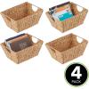 image:imagemDesign Set of 4 Wicker Storage Baskets with Handles  Storage Baskets for The Bedroom Living Room Bathroom or Hallway  Wicker Baskets for Household Items  Natural