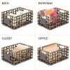 image:imagemDesign Water Hyacinth Open Weave Household Basket with Builtin Chalkboard Label for Storage in Bedroom Office  Hold Clothes Blankets Linens Accessories  6 Pack  Black Wash