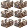 image:imagemDesign Water Hyacinth Open Weave Household Basket with Builtin Chalkboard Label for Storage in Bedroom Office  Hold Clothes Blankets Linens Accessories  6 Pack  Brown Wash