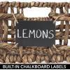 image:imagemDesign Water Hyacinth Open Weave Household Basket with Builtin Chalkboard Label for Storage in Bedroom Office  Hold Clothes Blankets Linens Accessories  6 Pack  Brown Wash