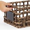 image:imagemDesign Water Hyacinth Open Weave Household Basket with Builtin Chalkboard Label for Storage in Bedroom Office  Hold Clothes Blankets Linens Accessories  6 Pack  Brown Wash