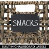 image:imagemDesign Water Hyacinth Open Weave Household Basket with Builtin Chalkboard Label for Storage in Bedroom Office  Hold Clothes Blankets Linens Accessories  6 Pack  Black Wash