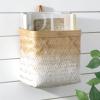 image:imagemDesign Woven Ombre Bamboo Hanging Wall Storage Basket for Flowers amp Essentials Decorative Boho Mounted Organizer for Pantry Closet Bathroom and CabinetEntryway Doors  NaturalWhite