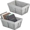 image:imagemDesign Medium Metal Farmhouse Home Storage Organizer Basket  Chicken Wire Design Fabric Liner for Kitchen Bathroom Living Room Pantry Cupboard Shelves Countertop 2 Pack  BlackGray