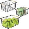 image:imagemDesign Metal Farmhouse Wire Organizer Storage Bin Basket with Handle  Rustic Container Organizers for Cabinet Shelves Counter Bathroom or Kitchen Pantry  Set of 3  Matte Black