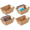 image:imagemDesign Set of 4 Wicker Storage Baskets with Handles  Storage Baskets for The Bedroom Living Room Bathroom or Hallway  Wicker Baskets for Household Items  Natural
