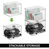 image:imagemDesign Small Plastic Home Office Storage Organizer Box Containers with Hinged Lid for Desktops  Holds Pens Pencils Sticky Notes Highlighters Staples and Supplies  Clear55 x 66 x 5 Pack of 1