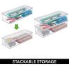 image:imagemDesign Small Plastic Home Office Storage Organizer Box Containers with Hinged Lid for Desktops  Holds Pens Pencils Sticky Notes Highlighters Staples and Supplies  Clear575 x 134 x 3 Pack of 1