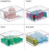 image:imagemDesign Small Plastic Home Office Storage Organizer Box Containers with Hinged Lid for Desktops  Holds Pens Pencils Sticky Notes Highlighters Staples and Supplies  Clear56 x 67 x 3 Pack of 1
