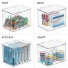 image:imagemDesign Small Plastic Home Office Storage Organizer Box Containers with Hinged Lid for Desktops  Holds Pens Pencils Sticky Notes Highlighters Staples and Supplies  Clear55 x 66 x 5 Pack of 1