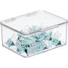 image:imagemDesign Small Plastic Home Office Storage Organizer Box Containers with Hinged Lid for Desktops  Holds Pens Pencils Sticky Notes Highlighters Staples and Supplies  Clear56 x 67 x 3 Pack of 1