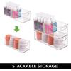 image:imagemDesign Plastic Toiletry Organizer for Bathroom  Storage Holder Bin wHandles for Vanity Drawers Dresser  Holds Hair Products Makeup Lotion Skincare and More  Ligne Collection  2 Pack Clear