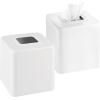 image:imagemDesign Steel Square Tissue Box Cover Modern Facial Tissue Holder for Bathroom Vanity Countertops Bedroom Dressers Night Stands Desks Office and Tables  Unity Collection  SatinWhite