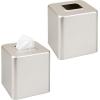 image:imagemDesign Steel Square Tissue Box Cover Modern Facial Tissue Holder for Bathroom Vanity Countertops Bedroom Dressers Night Stands Desks Office and Tables  Unity Collection  SatinSatin