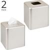image:imagemDesign Steel Square Tissue Box Cover Modern Facial Tissue Holder for Bathroom Vanity Countertops Bedroom Dressers Night Stands Desks Office and Tables  Unity Collection  SatinSatin