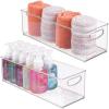 image:imagemDesign Plastic Toiletry Organizer for Bathroom  Storage Holder Bin wHandles for Vanity Drawers Dresser  Holds Hair Products Makeup Lotion Skincare and More  Ligne Collection  2 Pack Clear