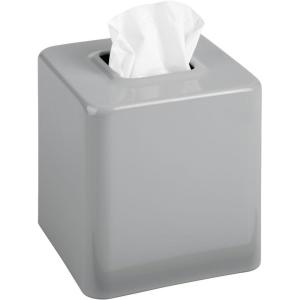 image:imagemDesign Steel Square Tissue Box Cover Modern Facial Tissue Holder for Bathroom Vanity Countertops Bedroom Dressers Night Stands Desks Office and Tables  Unity Collection  SatinGray