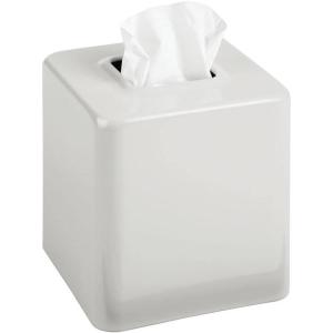 image:imagemDesign Steel Square Tissue Box Cover Modern Facial Tissue Holder for Bathroom Vanity Countertops Bedroom Dressers Night Stands Desks Office and Tables  Unity Collection  SatinLight Gray