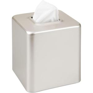 image:imagemDesign Steel Square Tissue Box Cover Modern Facial Tissue Holder for Bathroom Vanity Countertops Bedroom Dressers Night Stands Desks Office and Tables  Unity Collection  SatinSatin