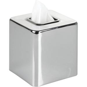 image:imagemDesign Steel Square Tissue Box Cover Modern Facial Tissue Holder for Bathroom Vanity Countertops Bedroom Dressers Night Stands Desks Office and Tables  Unity Collection  SatinChrome