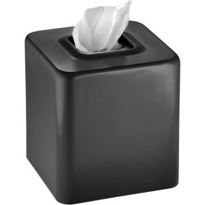 image:imagemDesign Steel Square Tissue Box Cover Modern Facial Tissue Holder for Bathroom Vanity Countertops Bedroom Dressers Night Stands Desks Office and Tables  Unity Collection  SatinBlack