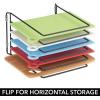image:imagemDesign Pot Lid and Pan Rack  Metal Wire Rack for Cabinets Pantries or Kitchen Surfaces  Freestanding Pan Stand with 5 Slots for Pans Pots Lids and Crockery  Dark GreyBlack