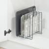 image:imagemDesign Pot Lid and Pan Rack  Metal Wire Rack for Cabinets Pantries or Kitchen Surfaces  Freestanding Pan Stand with 5 Slots for Pans Pots Lids and Crockery  Dark GreyGraphite Gray