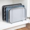 image:imagemDesign Pot Lid and Pan Rack  Metal Wire Rack for Cabinets Pantries or Kitchen Surfaces  Freestanding Pan Stand with 5 Slots for Pans Pots Lids and Crockery  Dark GreyChrome
