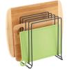 image:imagemDesign Pot Lid and Pan Rack  Metal Wire Rack for Cabinets Pantries or Kitchen Surfaces  Freestanding Pan Stand with 5 Slots for Pans Pots Lids and Crockery  Dark GreyBlack