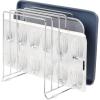 image:imagemDesign Pot Lid and Pan Rack  Metal Wire Rack for Cabinets Pantries or Kitchen Surfaces  Freestanding Pan Stand with 5 Slots for Pans Pots Lids and Crockery  Dark GreyChrome